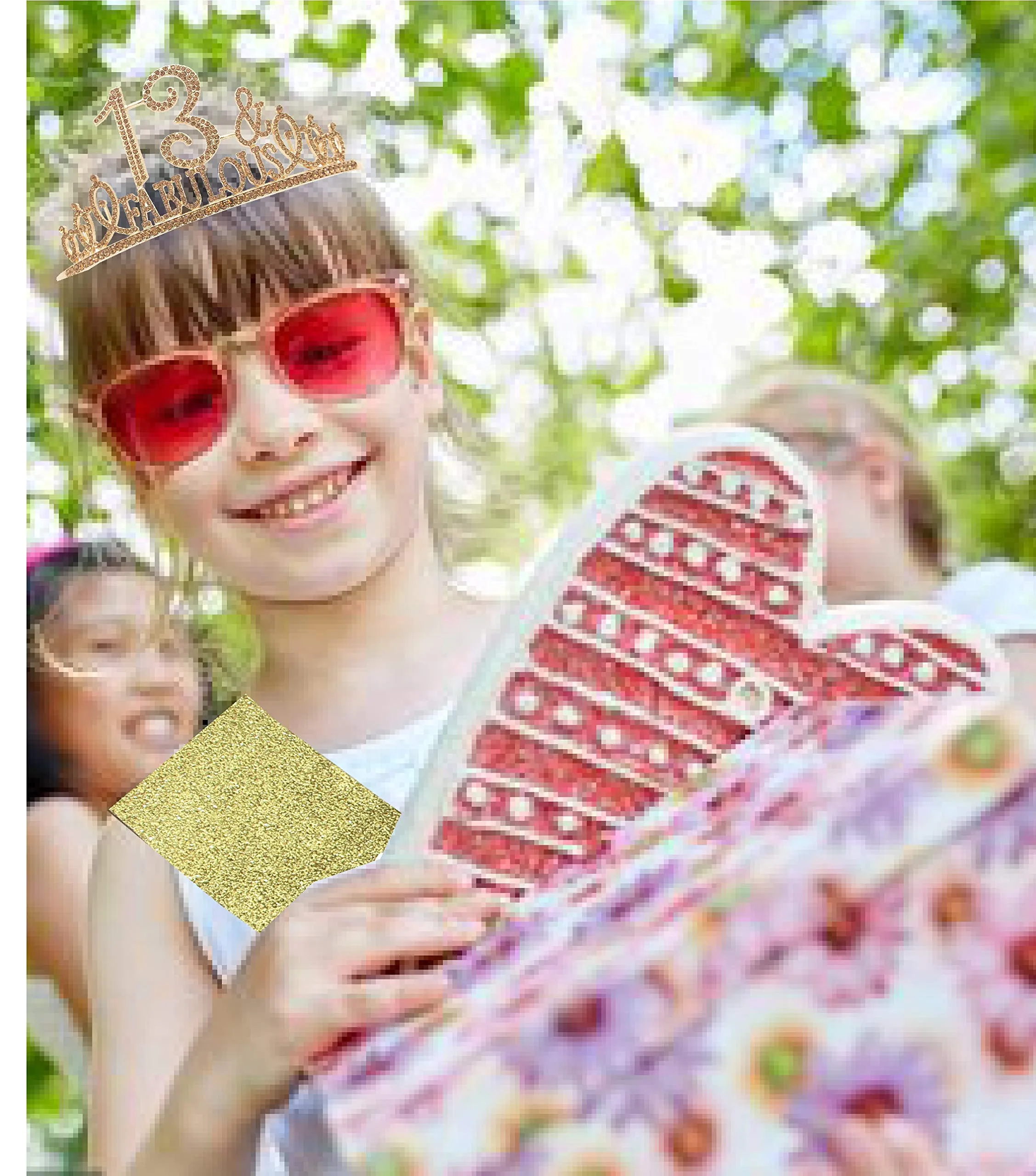 13th Birthday Gifts for Girls,13th Birthday Tiara and Sash Golden,13th Birthday