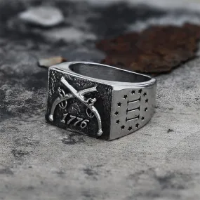 1776 Crossed Guns Stainless Steel Ring