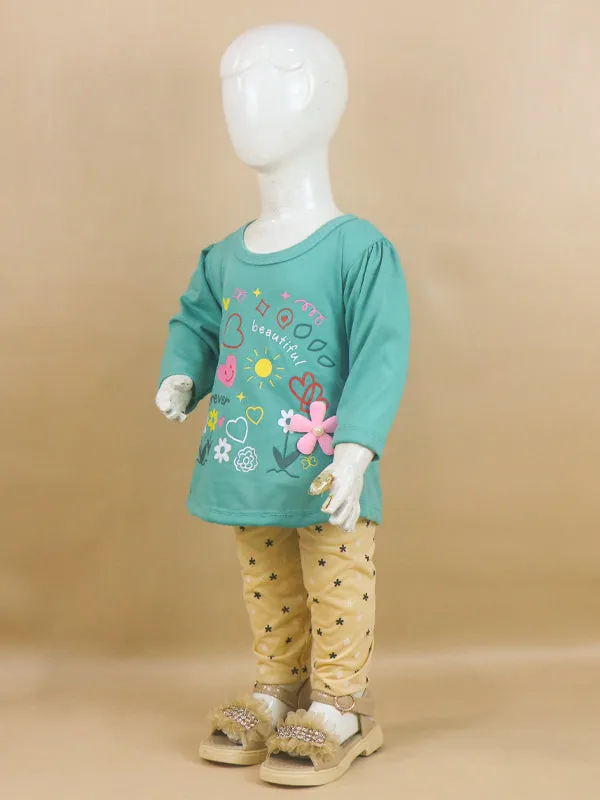 1Yr - 4Yrs Beautiful Ferozi Suit For Girls RG GS48