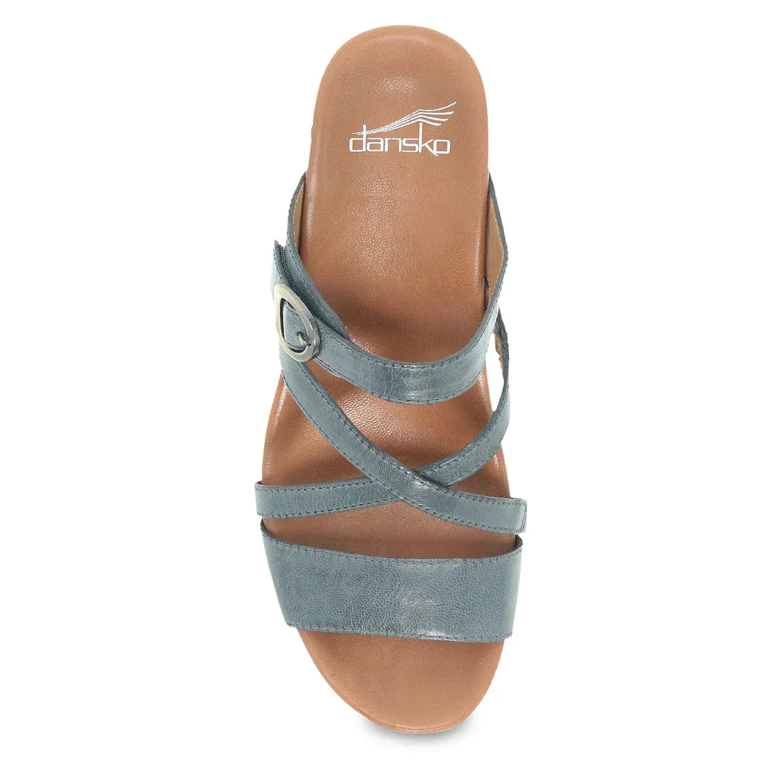 Ana Strappy Slide Wedge in Denim