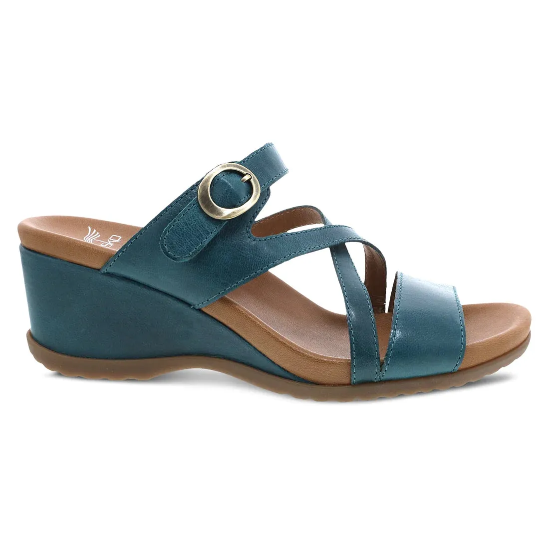 Ana Strappy Slide Wedge in Teal CLOSEOUTS