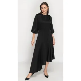 Black Satin Assymetrical Dress