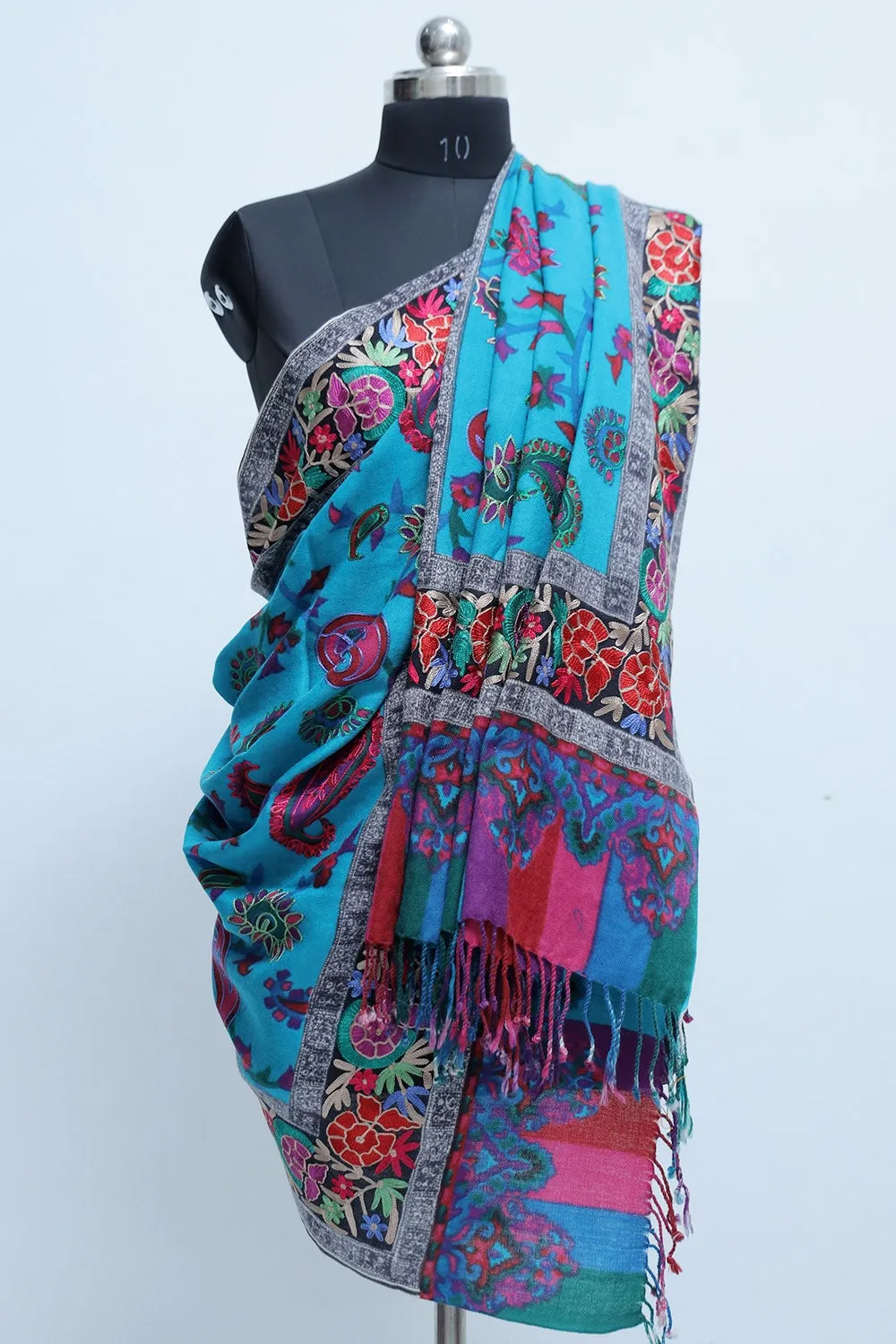 Blue colour Designer Shawl With Beautifully Highlighted pattern A Sure to Give You Warm Look.