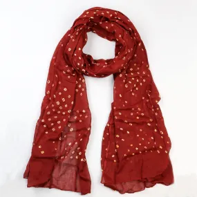 Bold Red Cotton Batik Scarf