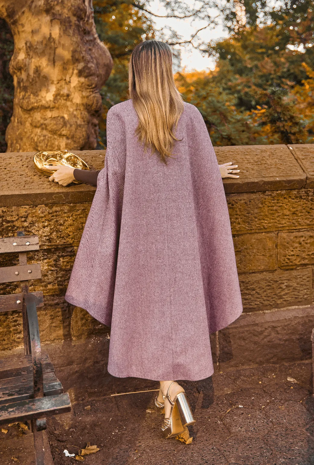 Buru  X Tori Mellott Deville Cape - Burgundy Herringbone