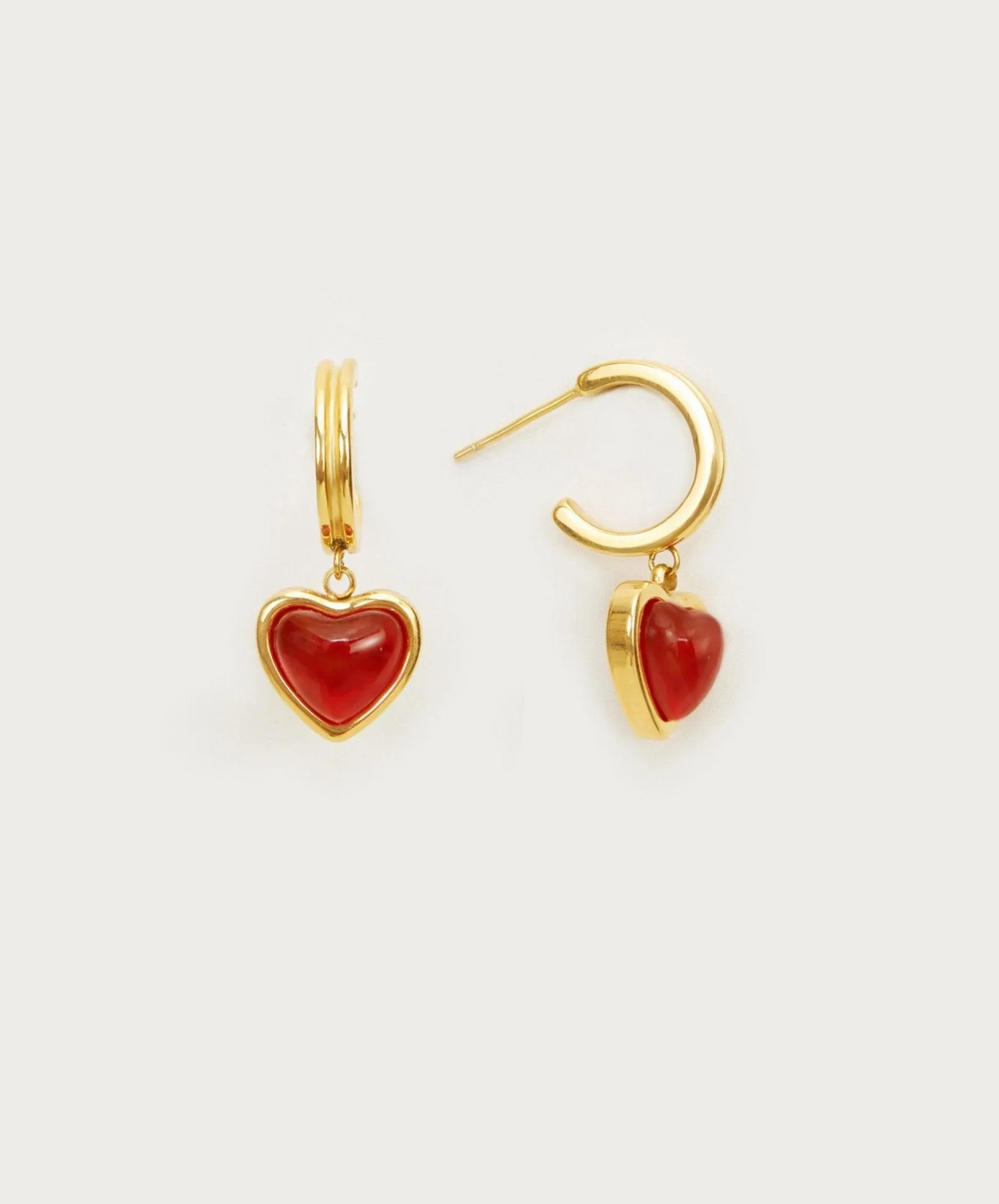 Carnelian Stone Hoop Earrings