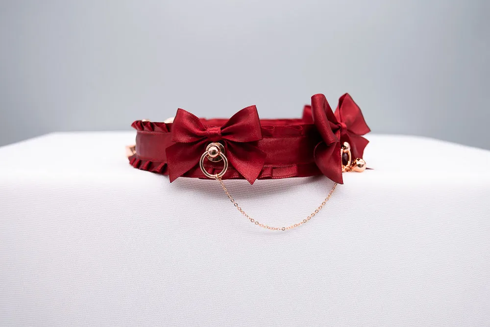 Chained Red and Rose Gold BDSM Collar