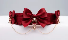 Chained Red and Rose Gold BDSM Collar