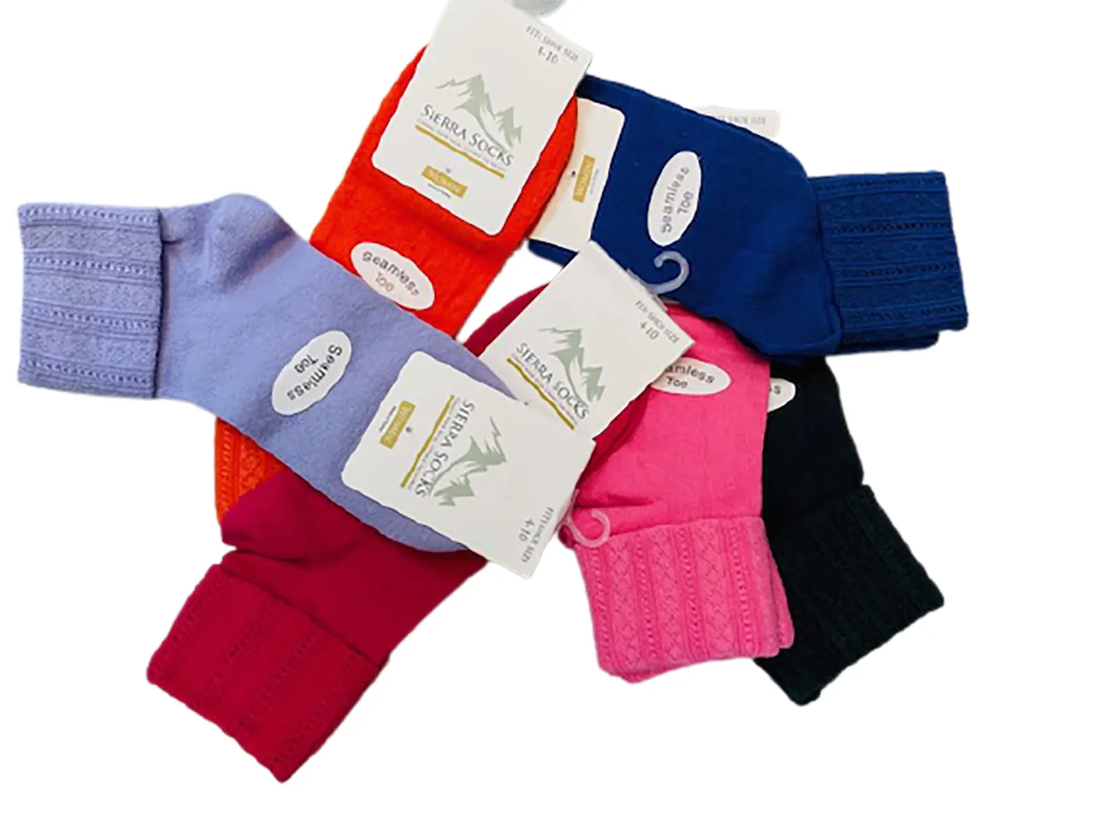 Colorful Socks - Sierra Socks Women Triple Cuff Crew Cotton Colorful Socks 6 Pair Pack