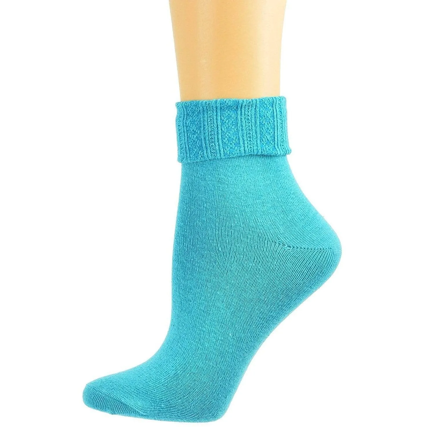 Colorful Socks - Sierra Socks Women Triple Cuff Crew Cotton Colorful Socks 6 Pair Pack