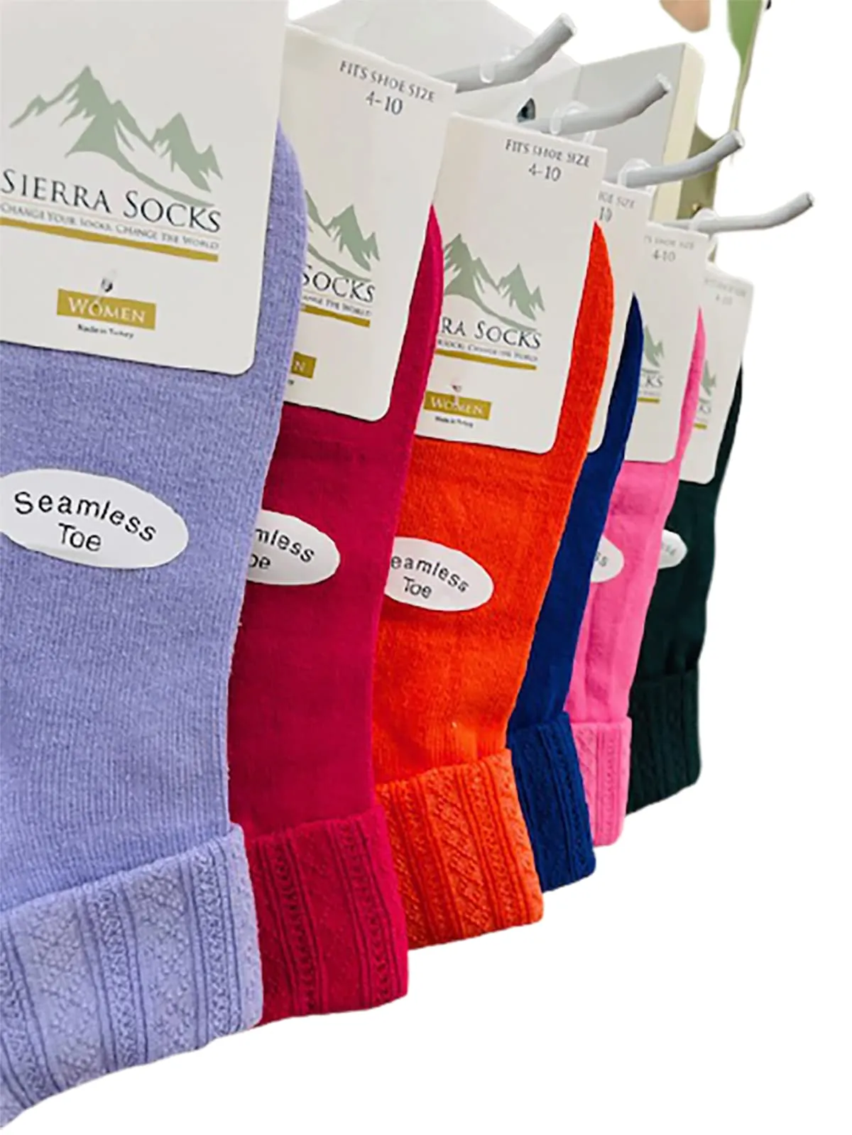 Colorful Socks - Sierra Socks Women Triple Cuff Crew Cotton Colorful Socks 6 Pair Pack