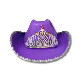 Cowboy Hat - Purple with sequin trim &  Princess Tiara