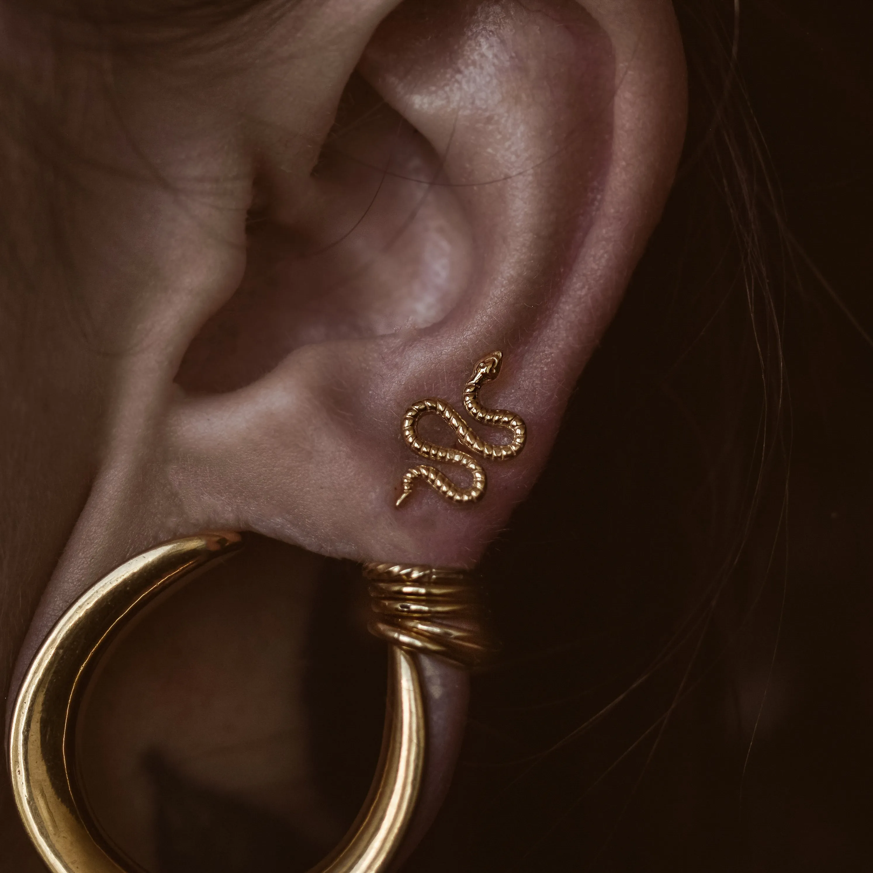 Golden Serpent Piercing Stud