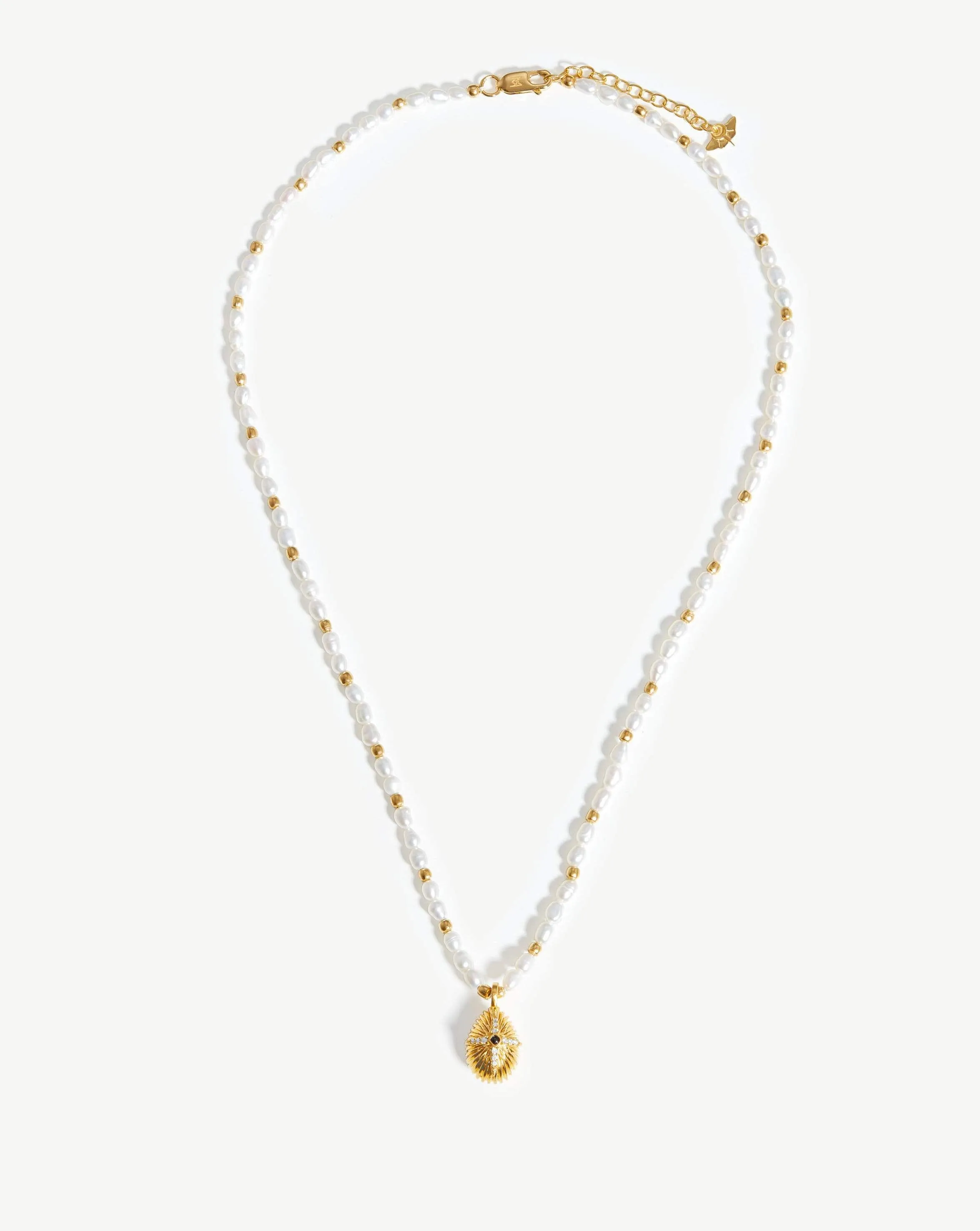 Harris Reed Star Crossed Pearl Necklace | 18k Gold Plated/Pearl & Black Onyx