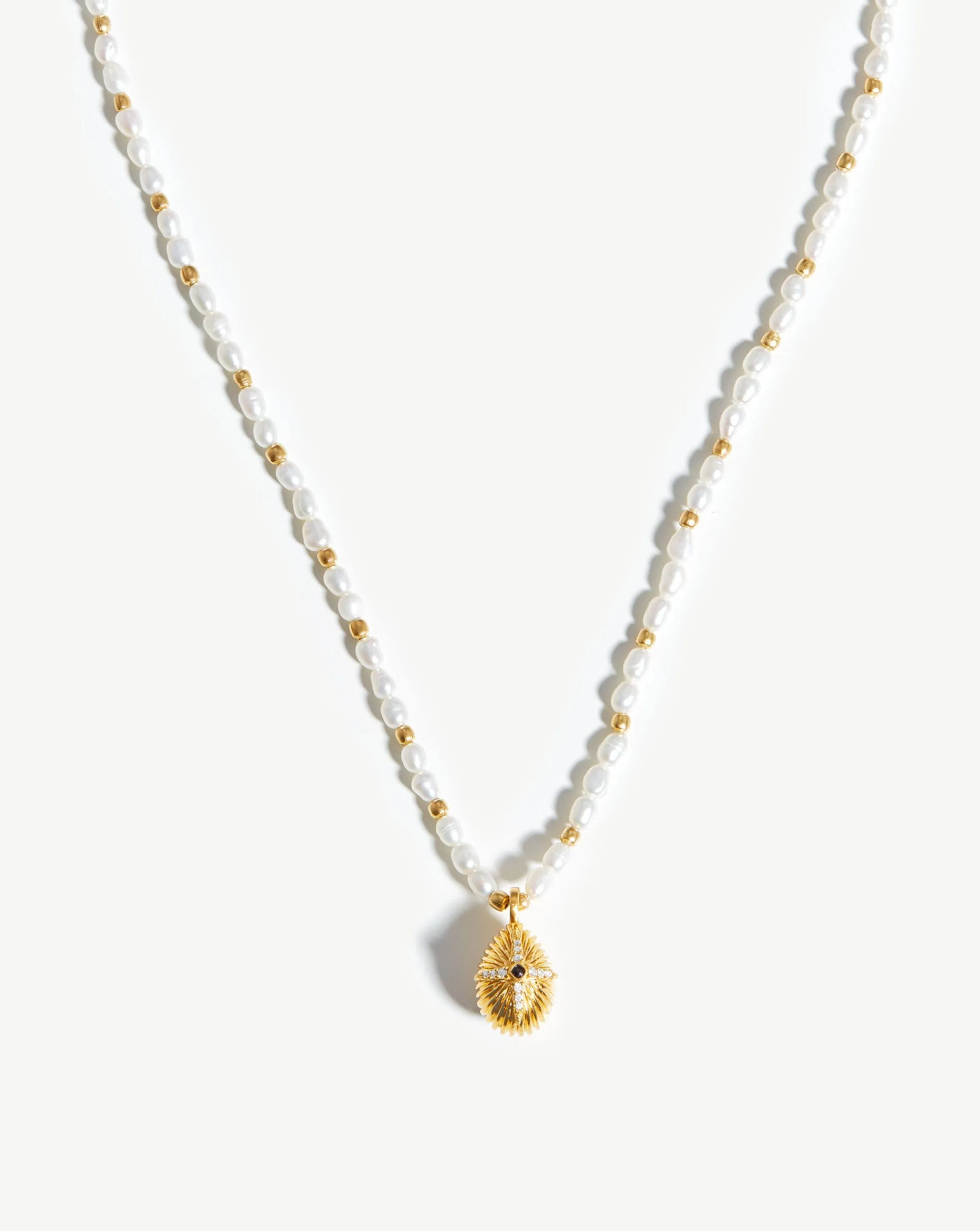 Harris Reed Star Crossed Pearl Necklace | 18k Gold Plated/Pearl & Black Onyx