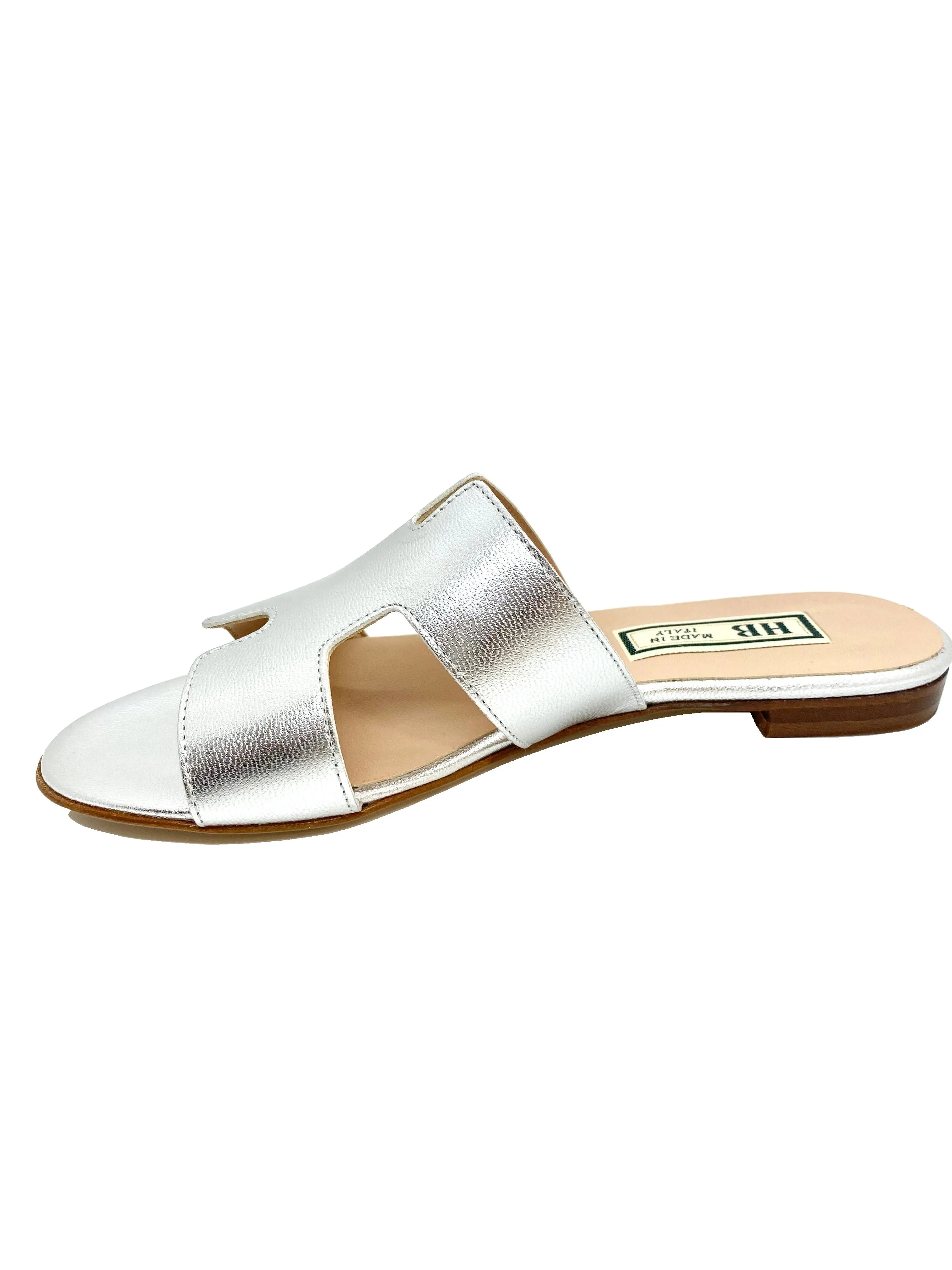 HB Shoes Ladies Fuiji Low Heel Mule silver