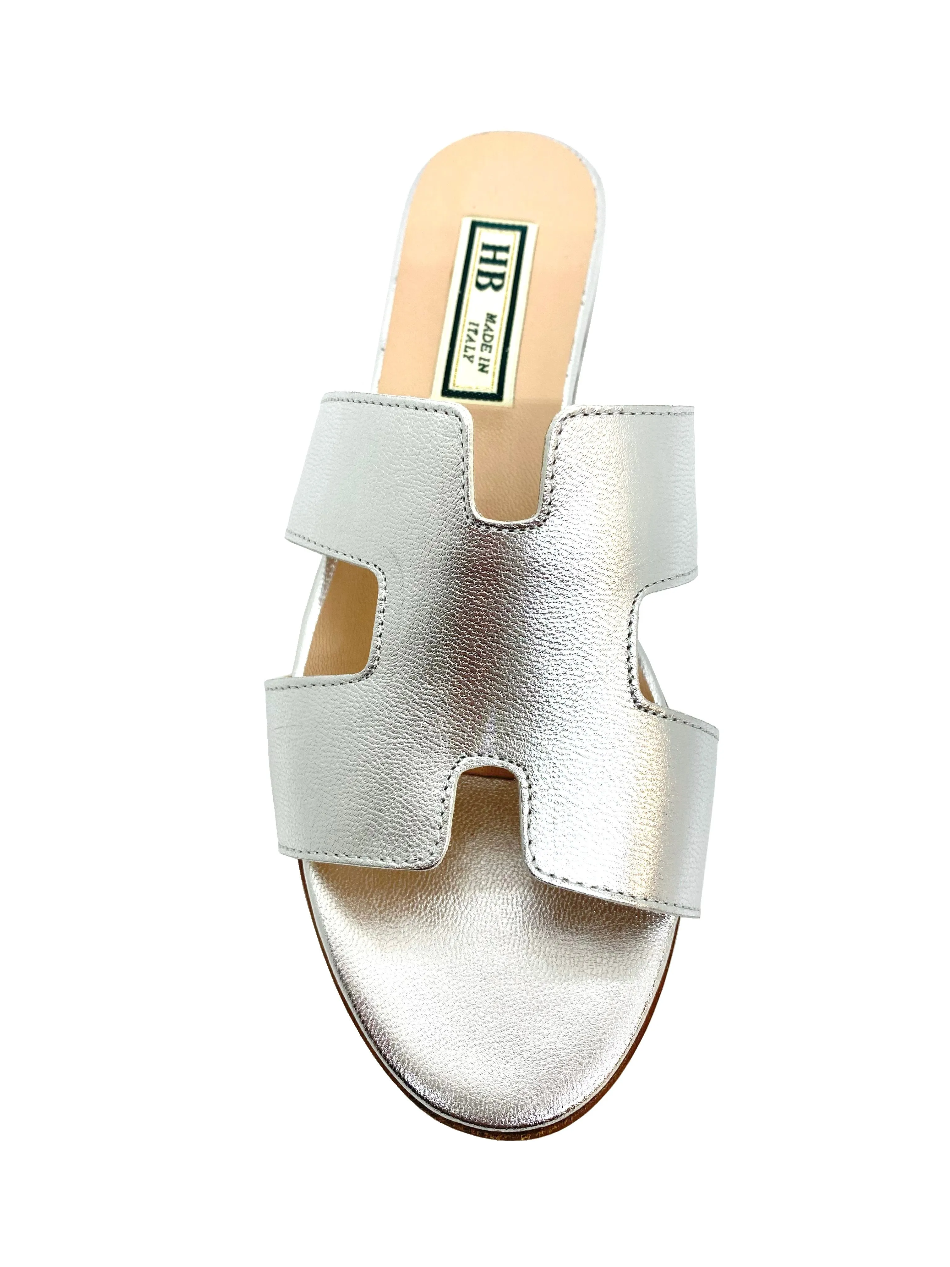 HB Shoes Ladies Fuiji Low Heel Mule silver