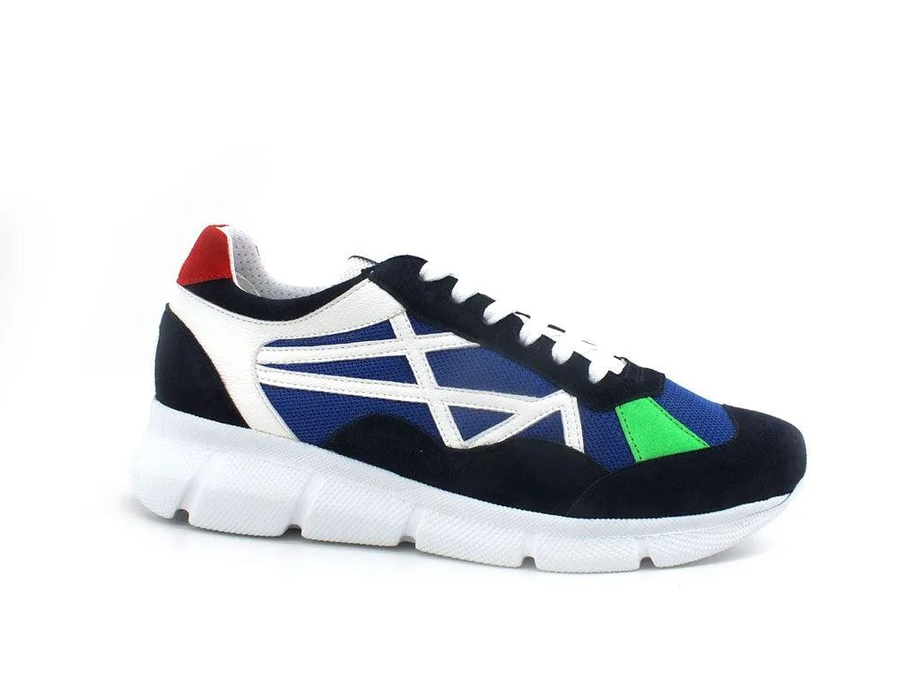 L4K3 New Big Sneaker Running Tricolor Blu Verde Rosso F53-NEW