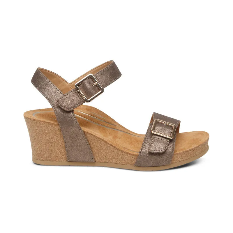 Lexa Cork Quarter Strap Wedge in Bronze