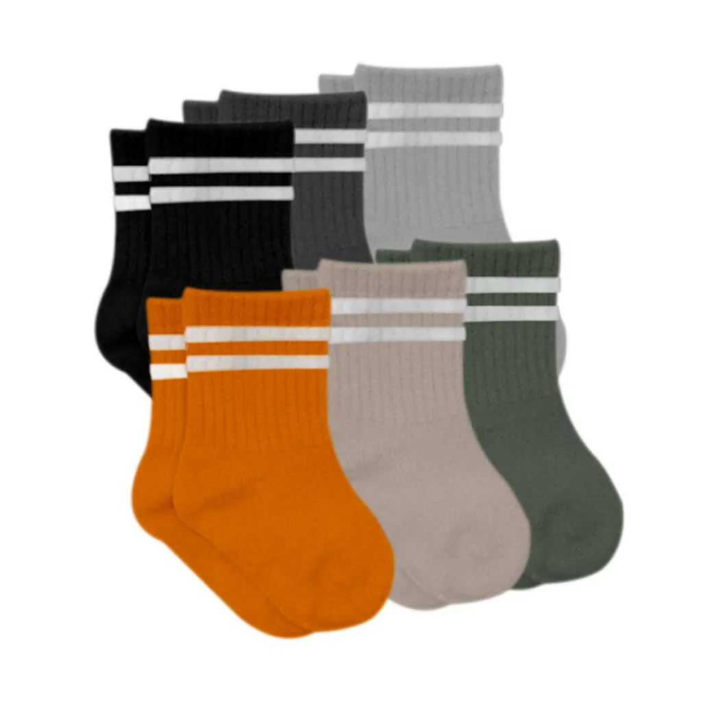 Newborn Unisex Cotton Ankle-Hi Socks with Stripes Assorted 6 Pair Pack