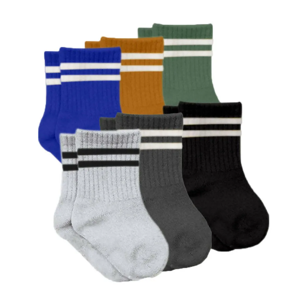 Newborn Unisex Cotton Ankle-Hi Socks with Stripes Assorted 6 Pair Pack