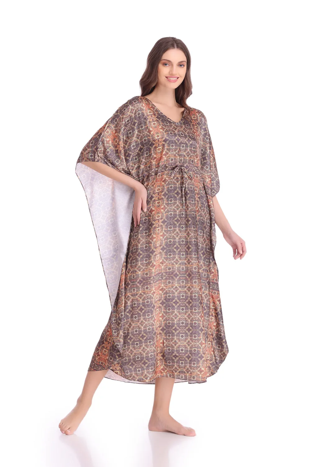 Printed Satin Kaftan