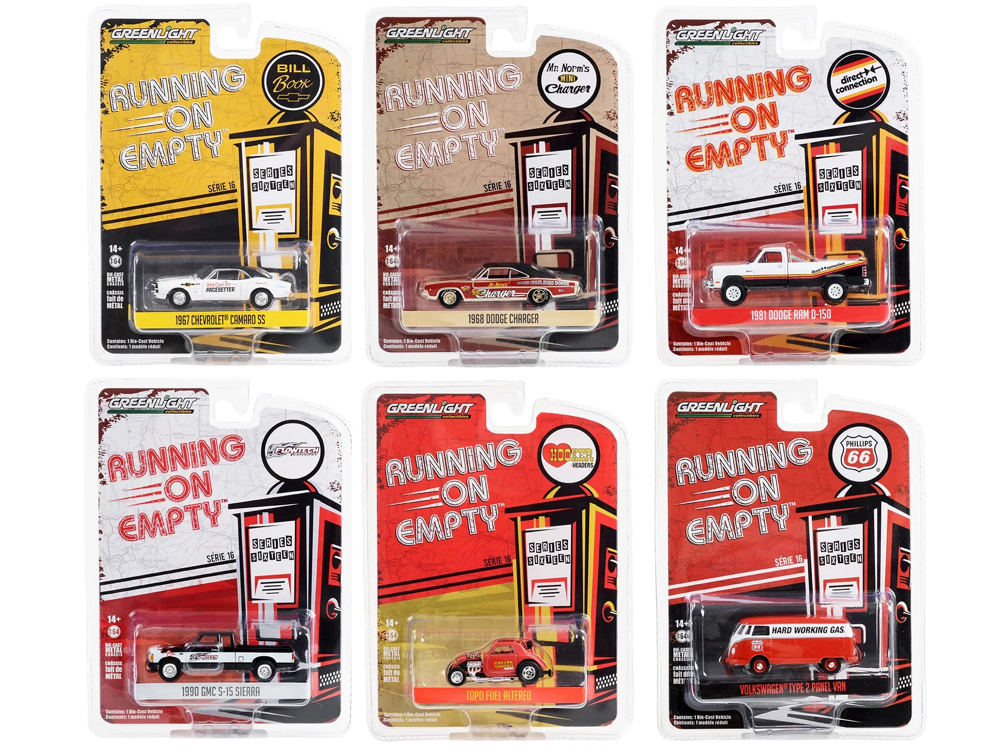 "Running on Empty" 6 piece Set Series 16 1/64 Diecast Model Cars by Greenlight