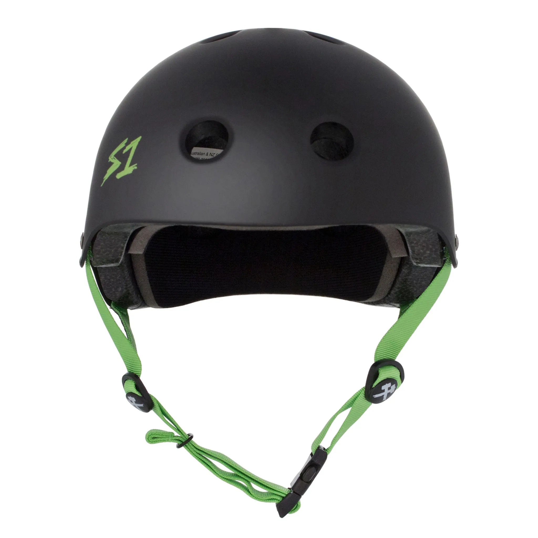 S1 Lifer Helmet - Black Matte W/ Bright Green Straps