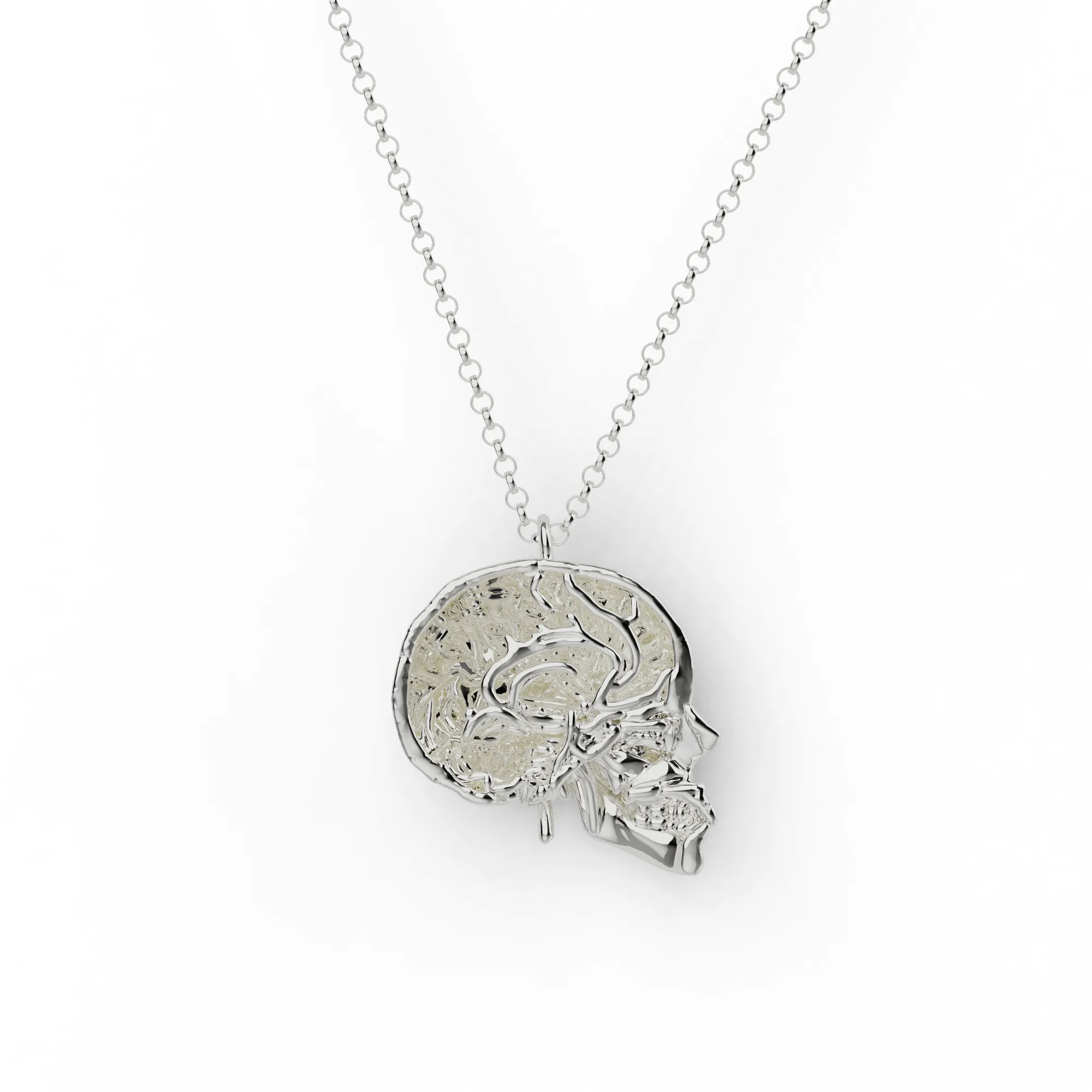 skull with vessels necklace | silver