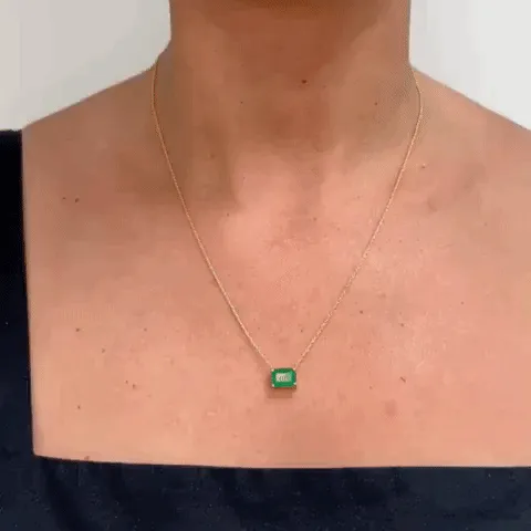 Solitaire Emerald Cut Emerald Necklace (1.35 ct.) in 14K Gold