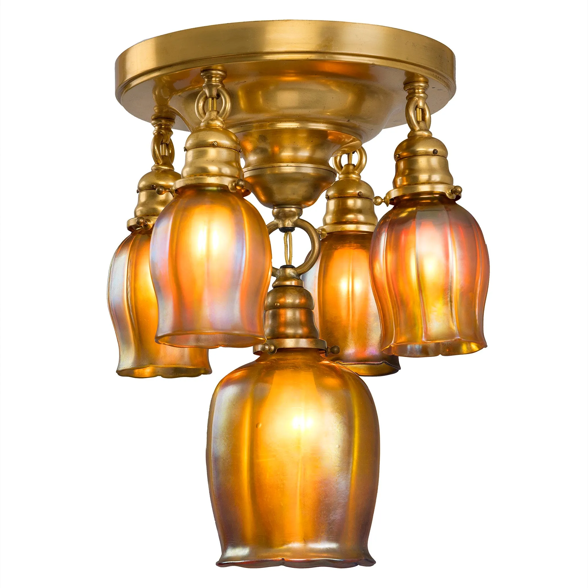 Tiffany Studios New York Five-Light Tulip Ceiling Fixture