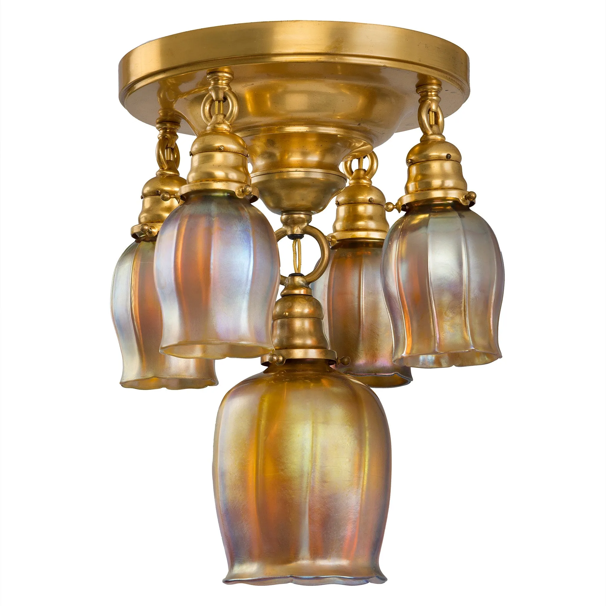 Tiffany Studios New York Five-Light Tulip Ceiling Fixture