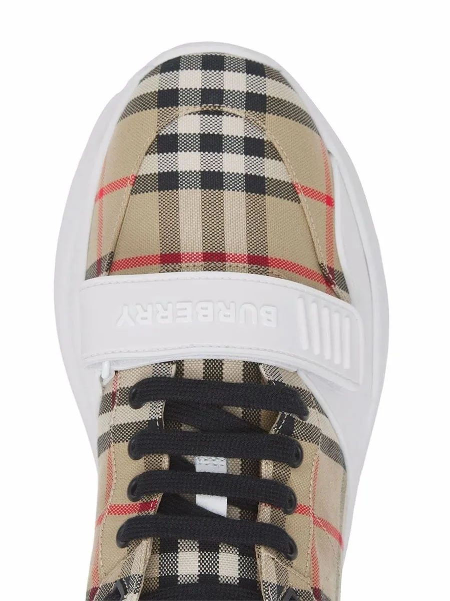 VINTAGE CHECK-PATTERN TOUCH-STRAP SNEAKERS