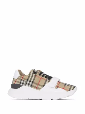 VINTAGE CHECK-PATTERN TOUCH-STRAP SNEAKERS