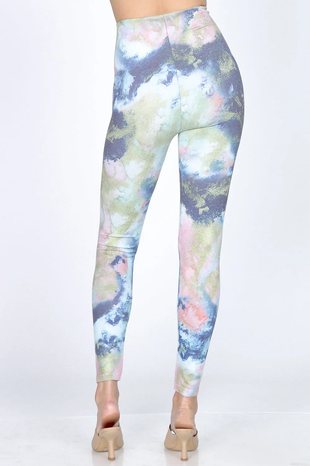 Watercolor Marble and Gold Foil Leggings