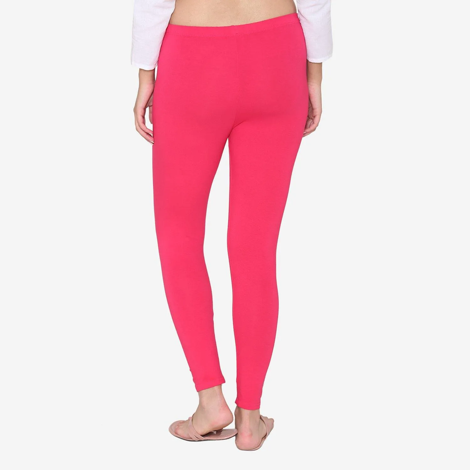 Women's Cotton Ankle leggings (Free Size) - Fuchsia